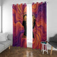 Léopold Sédar Senghor Window Curtain Femme Noire Silhouette with Africa Map Pattern Vibrant Swirl Background - African Pride
