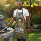 Léopold Sédar Senghor Apron President Poete Portrait Futuristic African Robotic Handshake Earth and Flowers Unity - African Pride