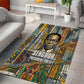 Léopold Sédar Senghor Area Rug President Poete Portrait Futuristic African Robotic Handshake Earth and Flowers Unity - African Pride