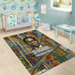 Léopold Sédar Senghor Area Rug President Poete Portrait Futuristic African Robotic Handshake Earth and Flowers Unity - African Pride