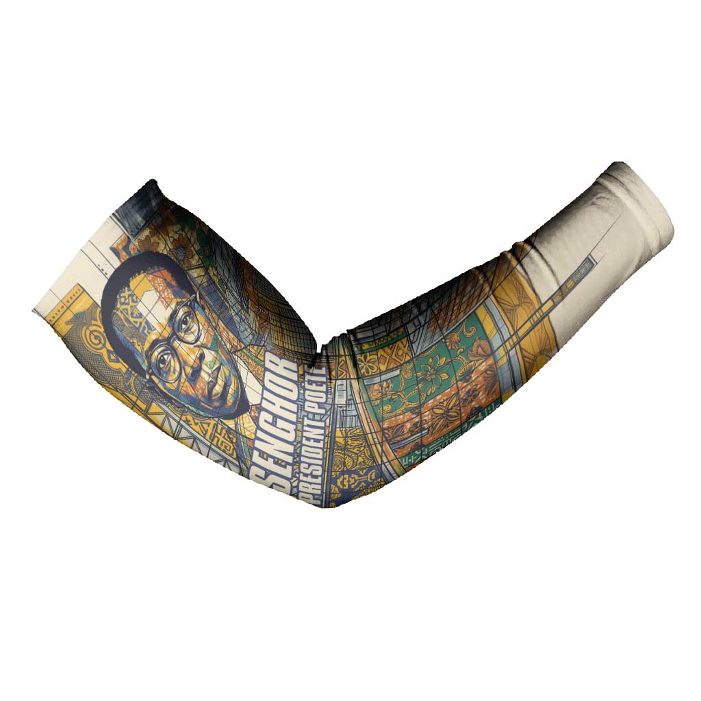 Léopold Sédar Senghor Arm Sleeves President Poete Portrait Futuristic African Robotic Handshake Earth and Flowers Unity - African Pride
