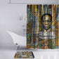 Léopold Sédar Senghor Bathroom Set President Poete Portrait Futuristic African Robotic Handshake Earth and Flowers Unity - African Pride