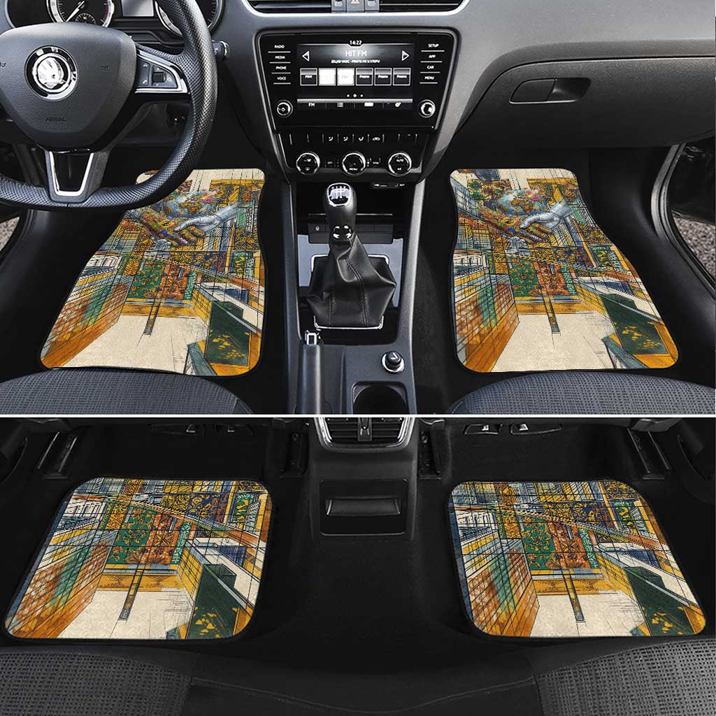 Léopold Sédar Senghor Car Mats President Poete Portrait Futuristic African Robotic Handshake Earth and Flowers Unity - African Pride