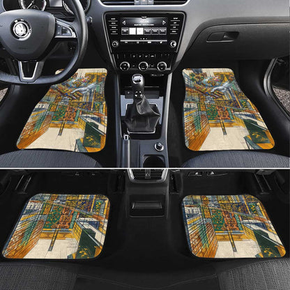 Léopold Sédar Senghor Car Mats President Poete Portrait Futuristic African Robotic Handshake Earth and Flowers Unity - African Pride