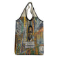 Léopold Sédar Senghor Grocery Bag President Poete Portrait Futuristic African Robotic Handshake Earth and Flowers Unity - African Pride