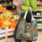 Léopold Sédar Senghor Grocery Bag President Poete Portrait Futuristic African Robotic Handshake Earth and Flowers Unity - African Pride