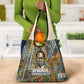 Léopold Sédar Senghor Grocery Bag President Poete Portrait Futuristic African Robotic Handshake Earth and Flowers Unity - African Pride