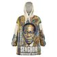 Léopold Sédar Senghor Kid Wearable Blanket Hoodie President Poete Portrait Futuristic African Robotic Handshake Earth and Flowers Unity - African Pride