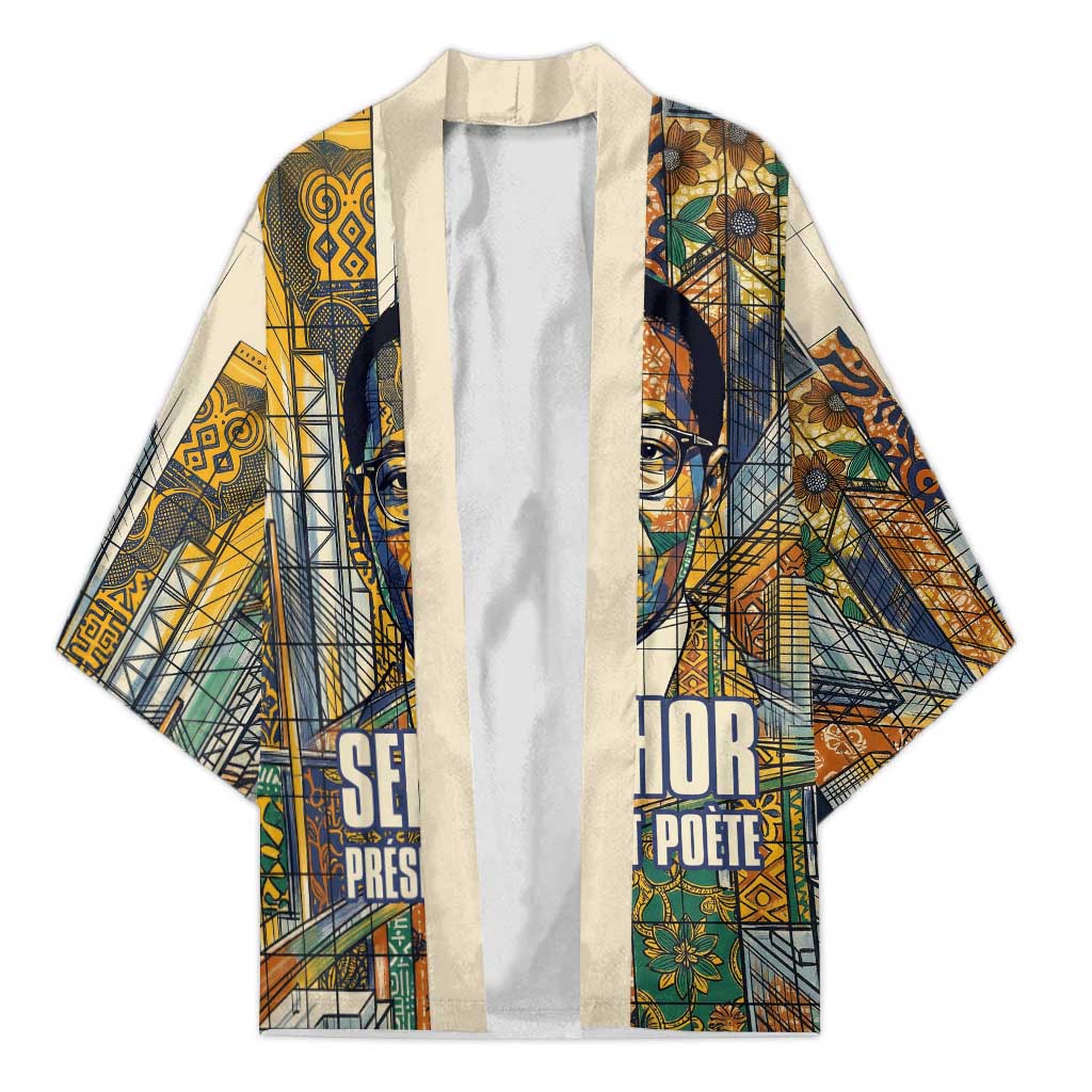 Léopold Sédar Senghor Kimono President Poete Portrait Futuristic African Robotic Handshake Earth and Flowers Unity - African Pride