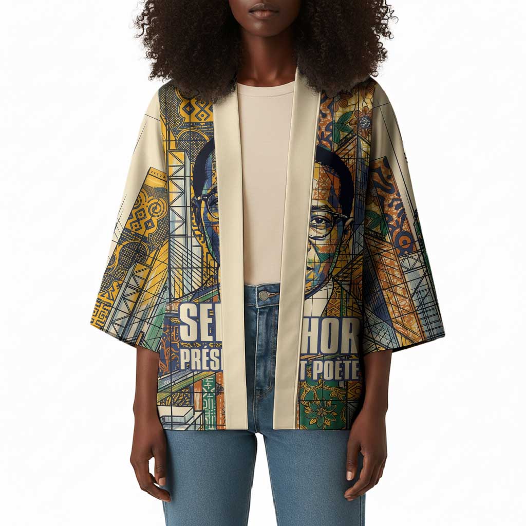 Léopold Sédar Senghor Kimono President Poete Portrait Futuristic African Robotic Handshake Earth and Flowers Unity - African Pride