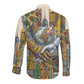 Léopold Sédar Senghor Long Sleeve Button Shirt President Poete Portrait Futuristic African Robotic Handshake Earth and Flowers Unity - African Pride