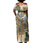 Léopold Sédar Senghor Off Shoulder Maxi Dress President Poete Portrait Futuristic African Robotic Handshake Earth and Flowers Unity - African Pride
