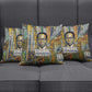 Léopold Sédar Senghor Pillow Cover President Poete Portrait Futuristic African Robotic Handshake Earth and Flowers Unity - African Pride
