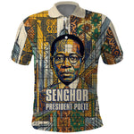 Léopold Sédar Senghor Polo Shirt President Poete Portrait Futuristic African Robotic Handshake Earth and Flowers Unity - African Pride