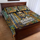 Léopold Sédar Senghor Quilt Bed Set President Poete Portrait Futuristic African Robotic Handshake Earth and Flowers Unity - African Pride