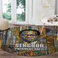Léopold Sédar Senghor Round Carpet President Poete Portrait Futuristic African Robotic Handshake Earth and Flowers Unity - African Pride