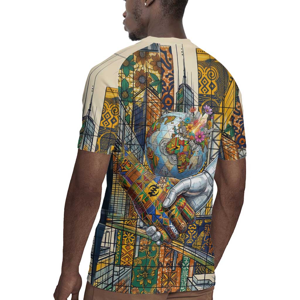 Léopold Sédar Senghor Rugby Jersey President Poete Portrait Futuristic African Robotic Handshake Earth and Flowers Unity - African Pride