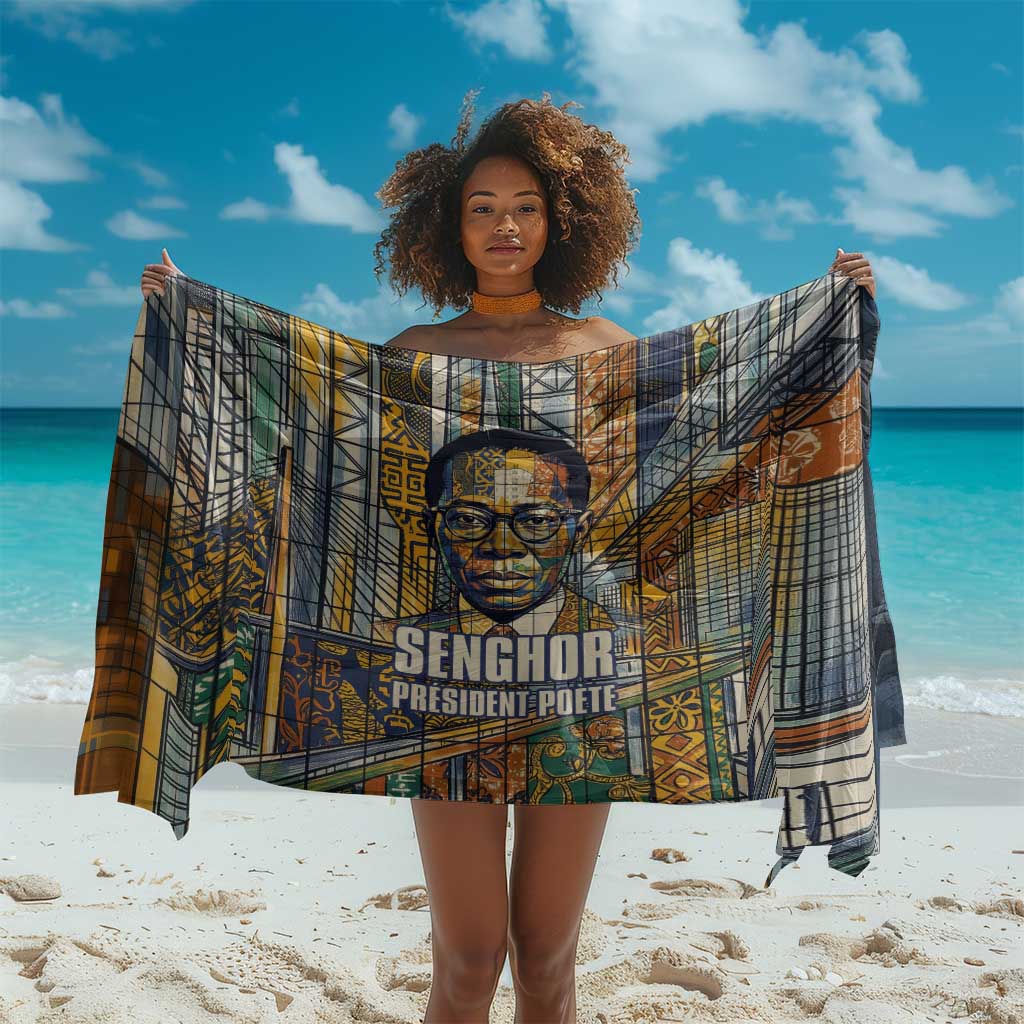 Léopold Sédar Senghor Sarong President Poete Portrait Futuristic African Robotic Handshake Earth and Flowers Unity - African Pride