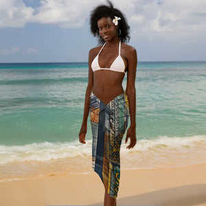Léopold Sédar Senghor Sarong President Poete Portrait Futuristic African Robotic Handshake Earth and Flowers Unity - African Pride