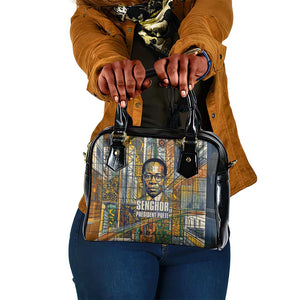Léopold Sédar Senghor Shoulder Handbag President Poete Portrait Futuristic African Robotic Handshake Earth and Flowers Unity - African Pride
