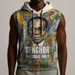 Léopold Sédar Senghor Sleeveless Hoodie President Poete Portrait Futuristic African Robotic Handshake Earth and Flowers Unity - African Pride