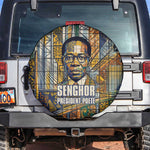Léopold Sédar Senghor Spare Tire Cover President Poete Portrait Futuristic African Robotic Handshake Earth and Flowers Unity - African Pride