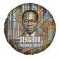 Léopold Sédar Senghor Spare Tire Cover President Poete Portrait Futuristic African Robotic Handshake Earth and Flowers Unity - African Pride