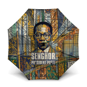 Léopold Sédar Senghor Umbrella President Poete Portrait Futuristic African Robotic Handshake Earth and Flowers Unity - African Pride