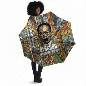 Léopold Sédar Senghor Umbrella President Poete Portrait Futuristic African Robotic Handshake Earth and Flowers Unity - African Pride