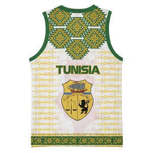 Tunisia Flag Basketball Jersey with National Crest and Emblem TS04