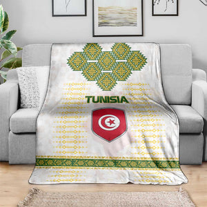 Tunisia Flag Blanket with National Crest and Emblem