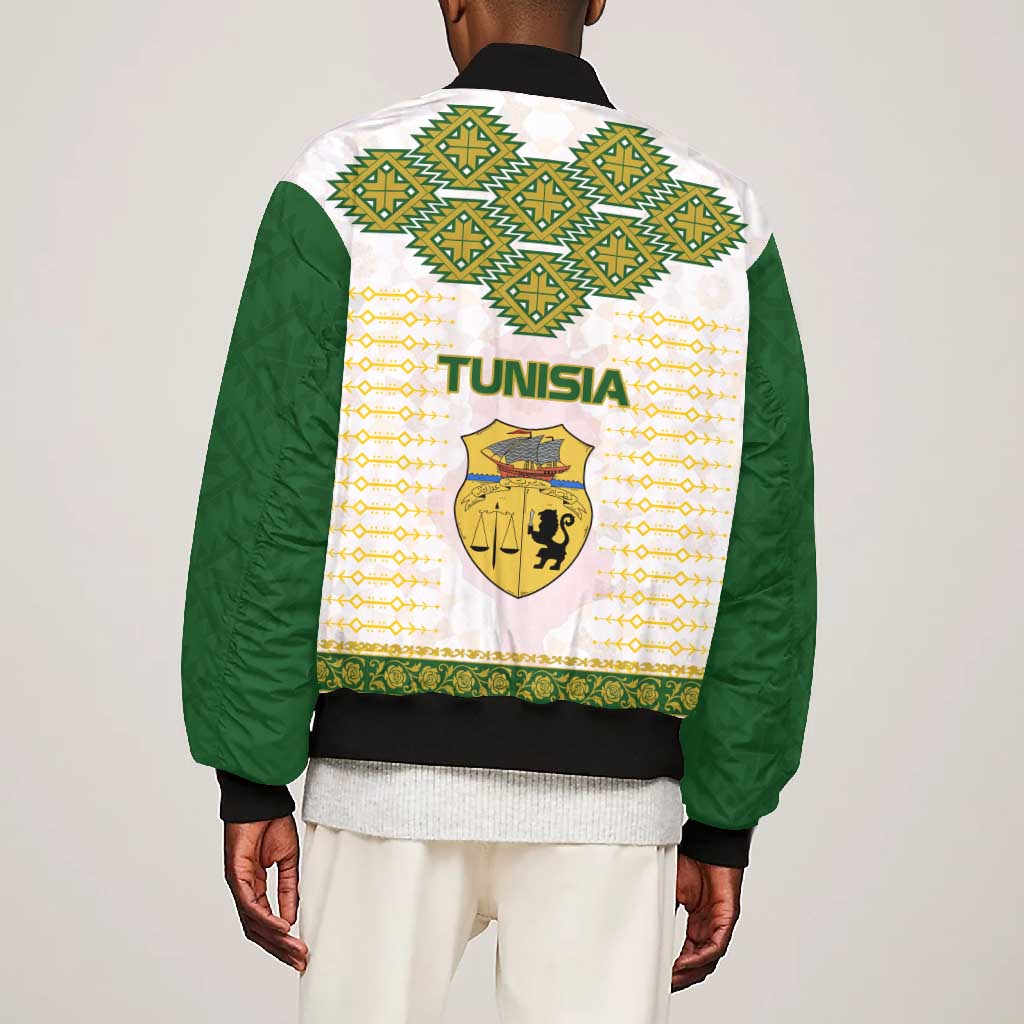 Tunisia Flag Bomber Jacket with National Crest and Emblem