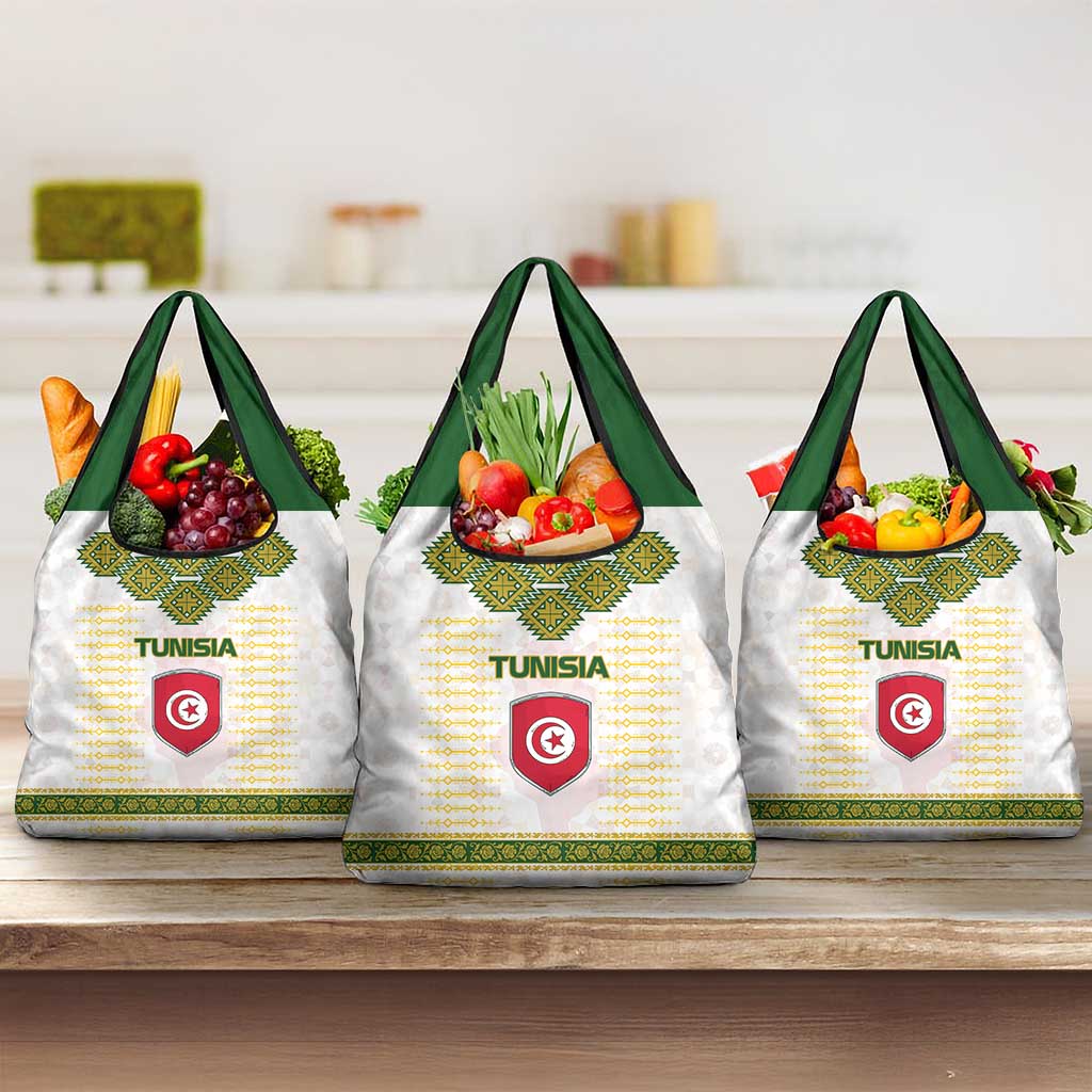 Tunisia Flag Grocery Bag with National Crest and Emblem