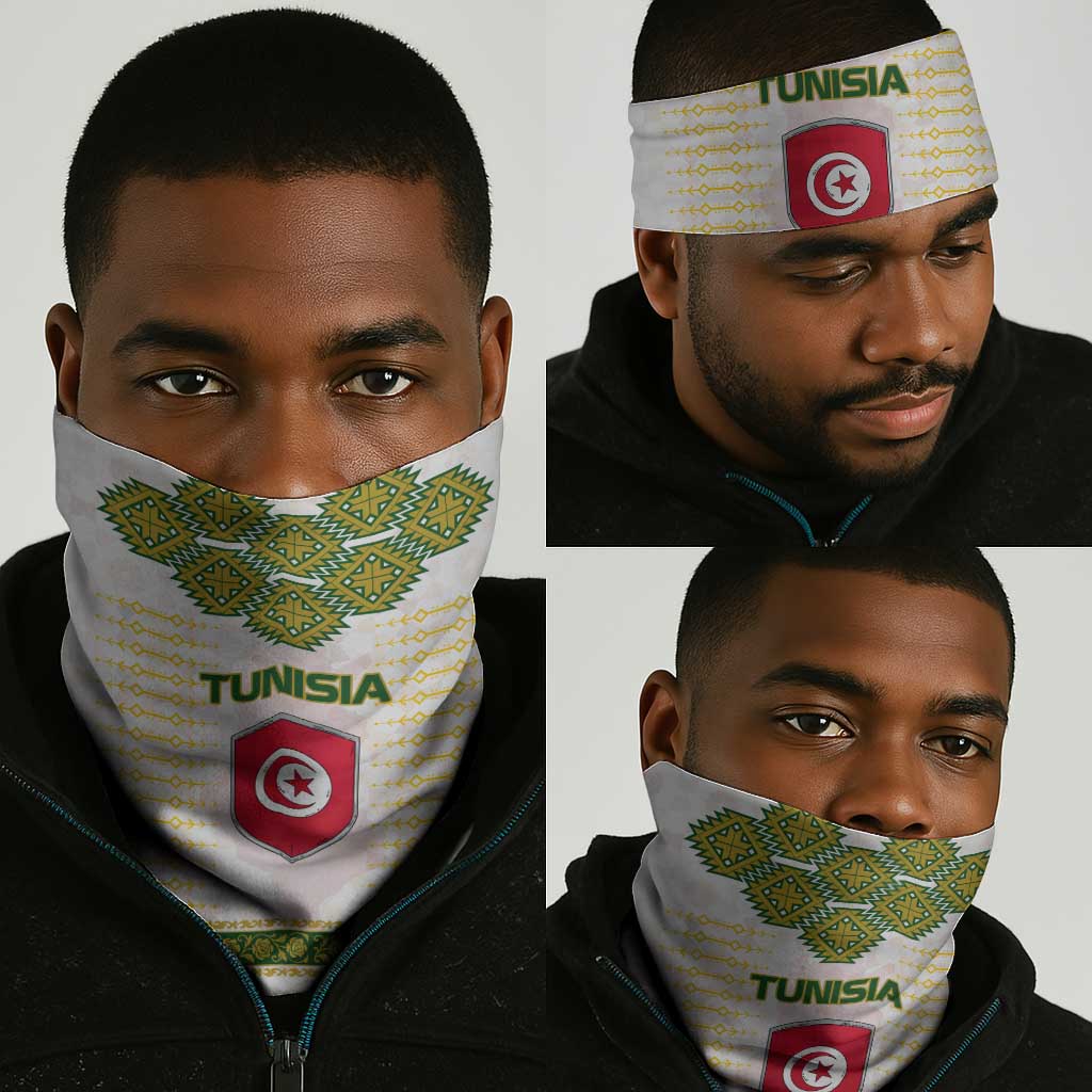Tunisia Flag Neck Gaiter National Crest and Emblem TS04