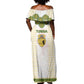 Tunisia Flag Off Shoulder Maxi Dress with National Crest and Emblem