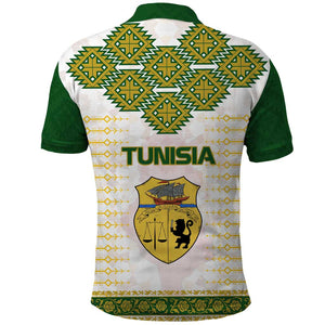 Tunisia Flag Polo Shirt with National Crest and Emblem