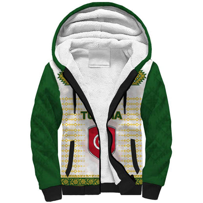 Tunisia Flag Sherpa Hoodie with National Crest and Emblem