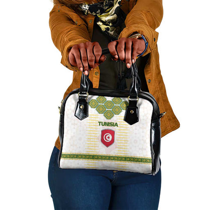 Tunisia Flag Shoulder Handbag with National Crest and Emblem