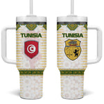 Tunisia Flag Tumbler With Handle with National Crest and Emblem