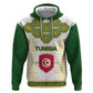 Tunisia Flag Zip Hoodie with National Crest and Emblem