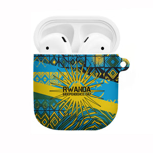 Rwanda Independence Day AirPods Case Tribal Geometric Pattern - National Coat Of Arms And Sunburst