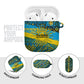 Rwanda Independence Day AirPods Case Tribal Geometric Pattern - National Coat Of Arms And Sunburst