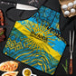 Rwanda Independence Day Apron Tribal Geometric Pattern - National Coat Of Arms And Sunburst
