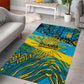 Rwanda Independence Day Area Rug Tribal Geometric Pattern - National Coat Of Arms And Sunburst