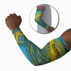 Rwanda Independence Day Arm Sleeves Tribal Geometric Pattern - National Coat Of Arms And Sunburst