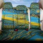 Rwanda Independence Day Back Car Seat Cover Tribal Geometric Pattern - National Coat Of Arms And Sunburst