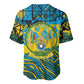 Rwanda Independence Day Baseball Jersey Tribal Geometric Pattern - National Coat Of Arms And Sunburst