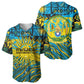 Rwanda Independence Day Baseball Jersey Tribal Geometric Pattern - National Coat Of Arms And Sunburst