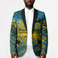 Rwanda Independence Day Blazer Tribal Geometric Pattern - National Coat Of Arms And Sunburst