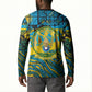 Rwanda Independence Day Button Sweatshirt Tribal Geometric Pattern - National Coat Of Arms And Sunburst